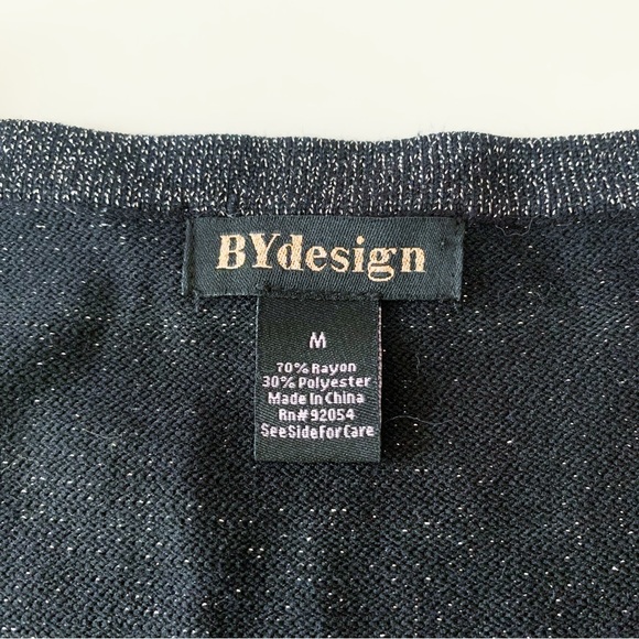 BYdesign puff sleeve tinsel sparkle shirt black size medium - Picture 2 of 6